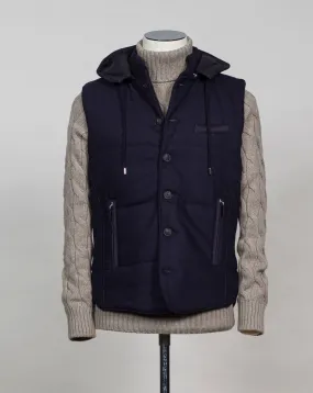 Gran Sasso Hooded Flannel Waistcoat / Navy