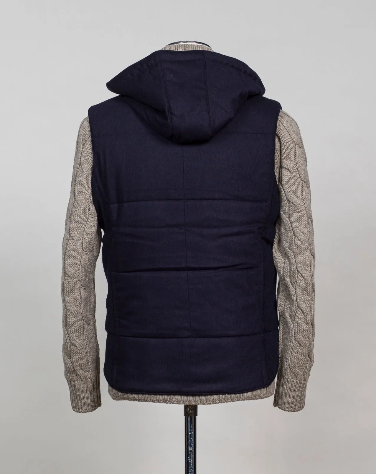 Gran Sasso Hooded Flannel Waistcoat / Navy