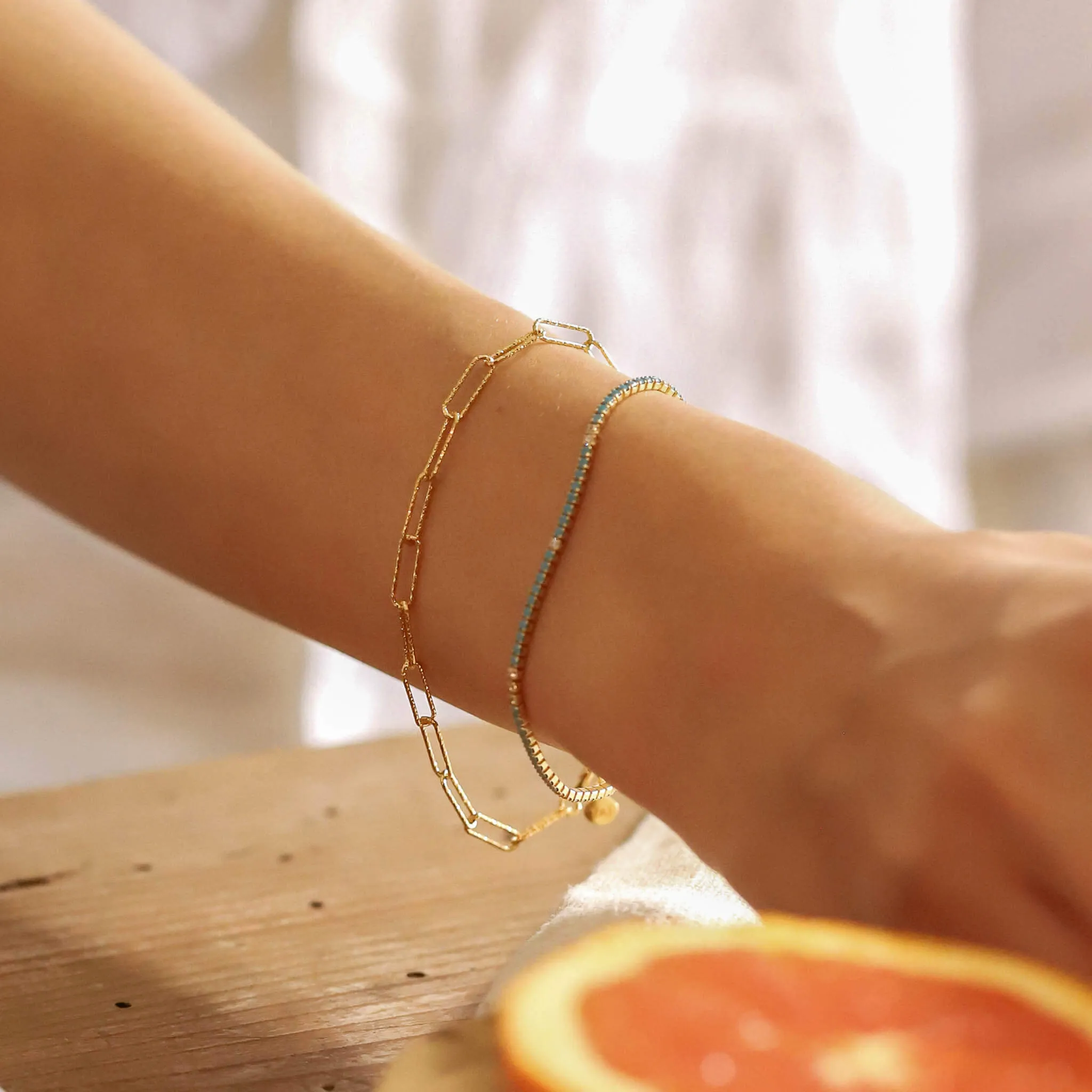 Hammered Paper Clip Chain Bracelet