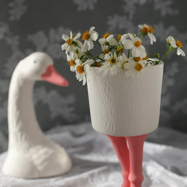 Hand-painted Ceramic Goose Leg Tall Flower Pot