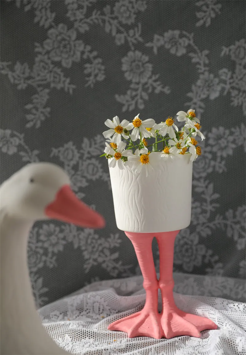 Hand-painted Ceramic Goose Leg Tall Flower Pot