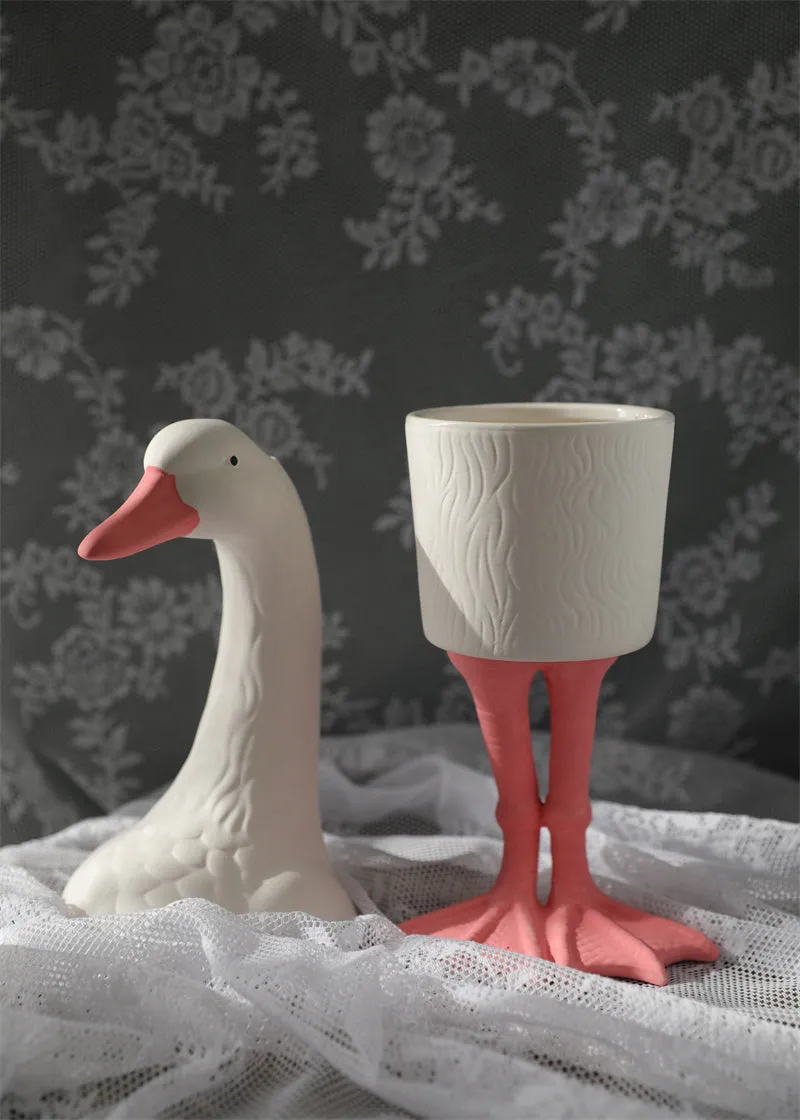 Hand-painted Ceramic Goose Leg Tall Flower Pot