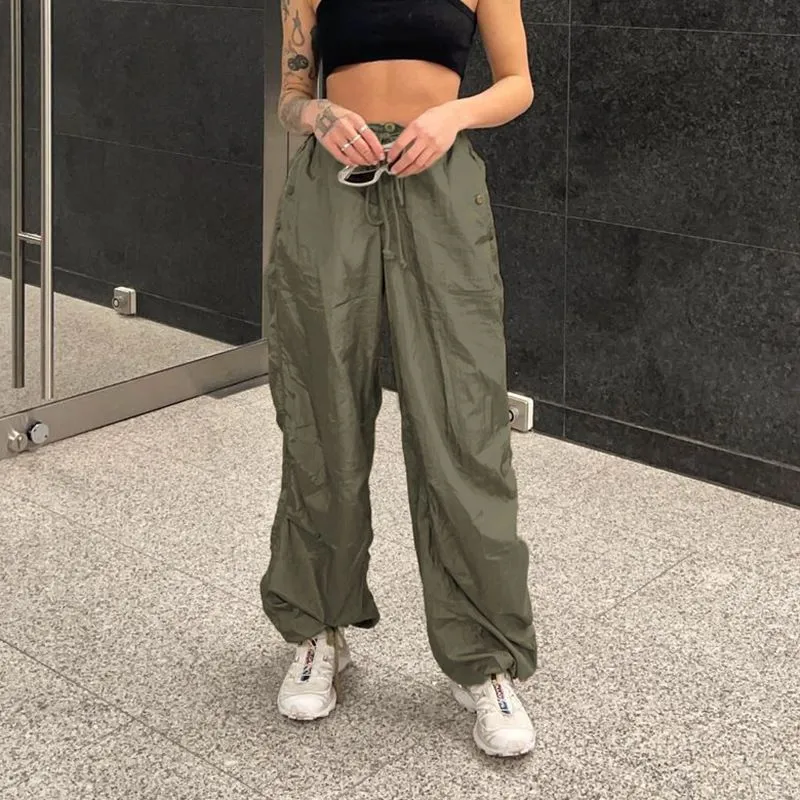 Hiphop Fashion Baggy Boyfriend Cargo Pants Low Rise Trousers