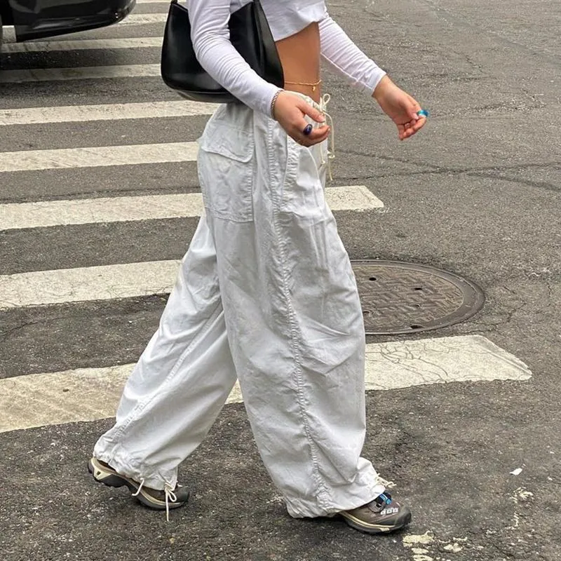 Hiphop Fashion Baggy Boyfriend Cargo Pants Low Rise Trousers