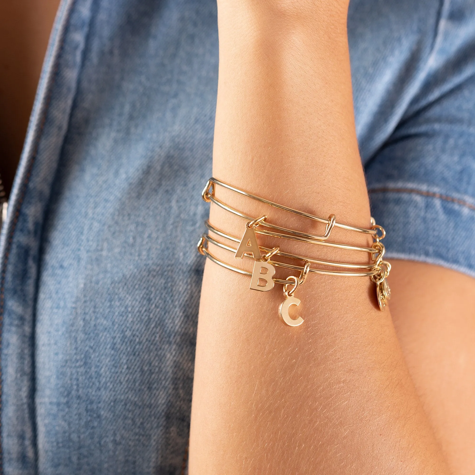 Initial J Charm Bangle