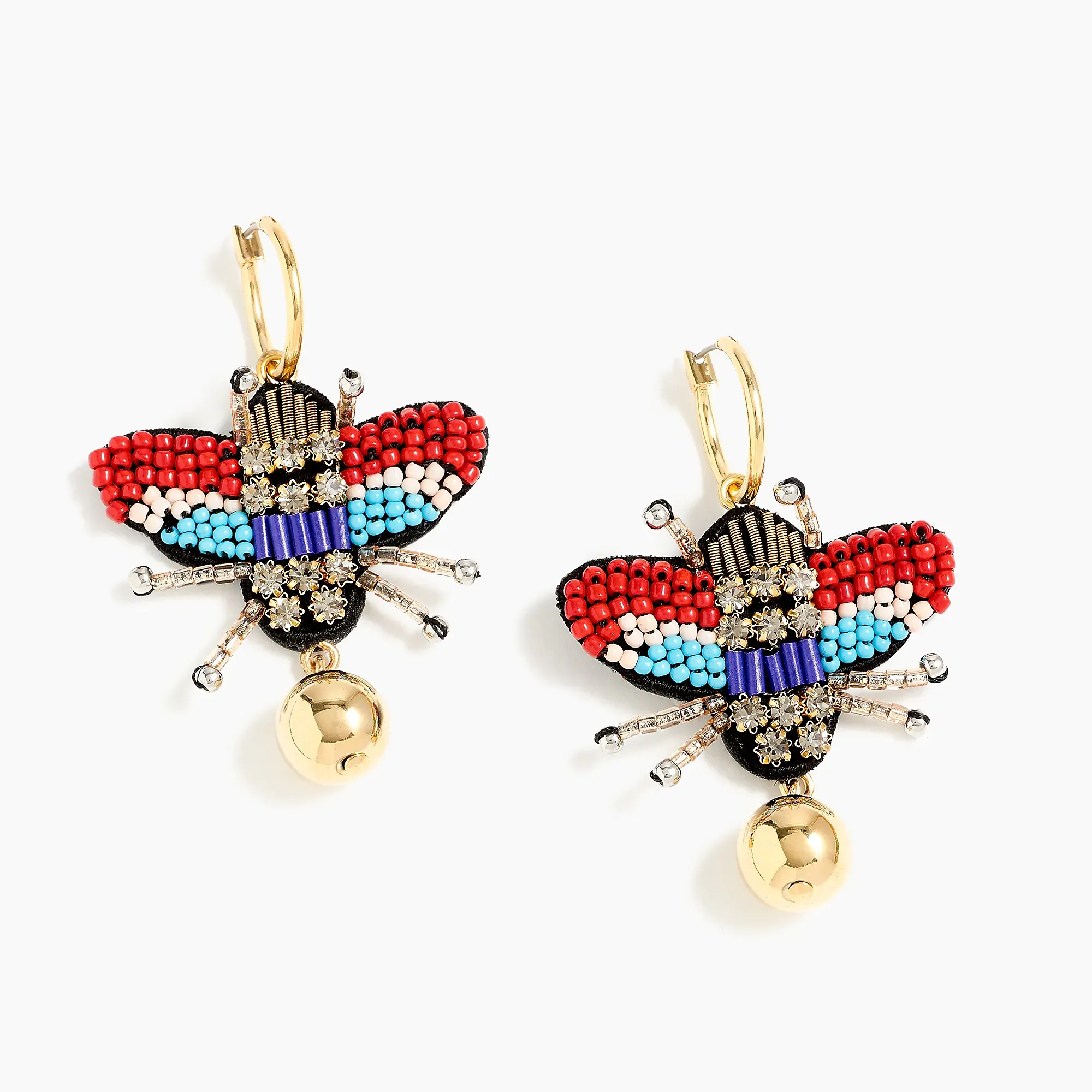 J.crew Leather-backed beaded beetle earrings