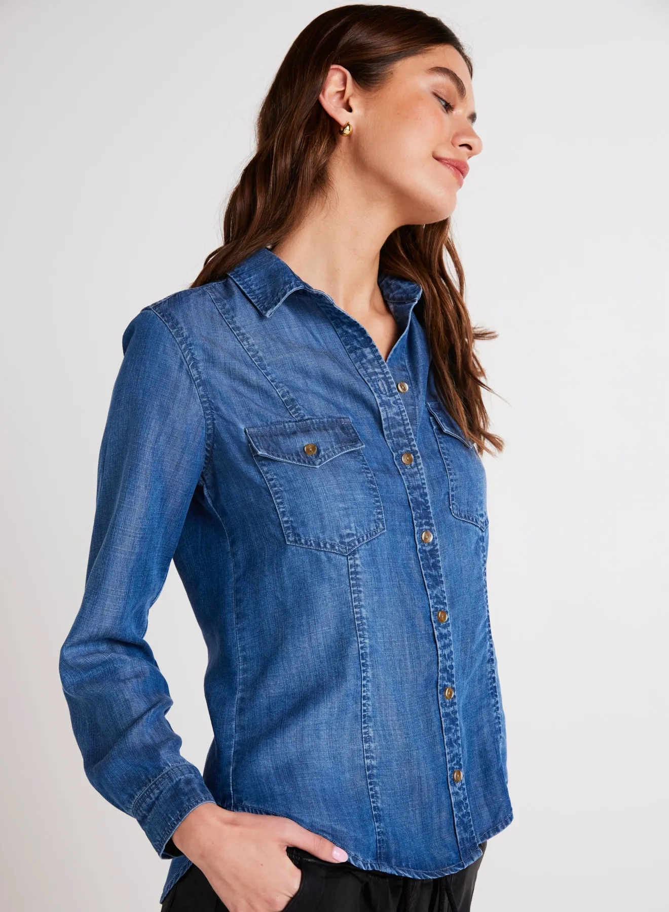 Long Sleeve Seamed Shirt - Moonlit Haze Wash