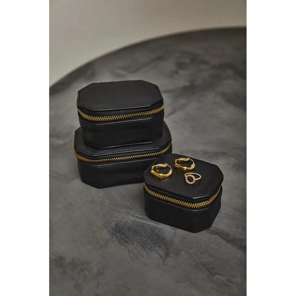 Medium jewellery box in leather / 13038 - Black (Nero)