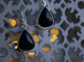 Midnight Goldstone Akoni Earrings Drop