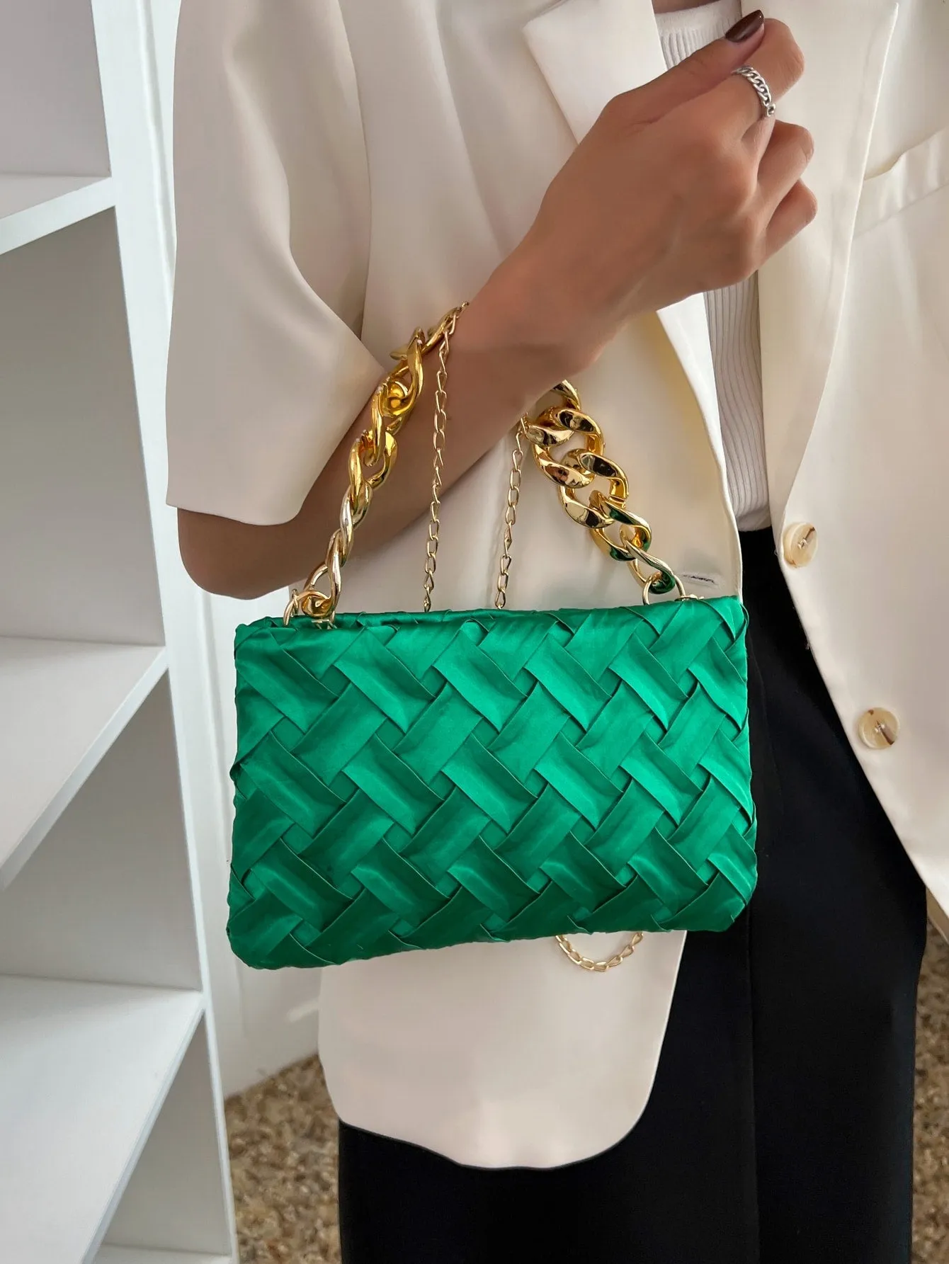 Minimalist Braided Design Square Bag