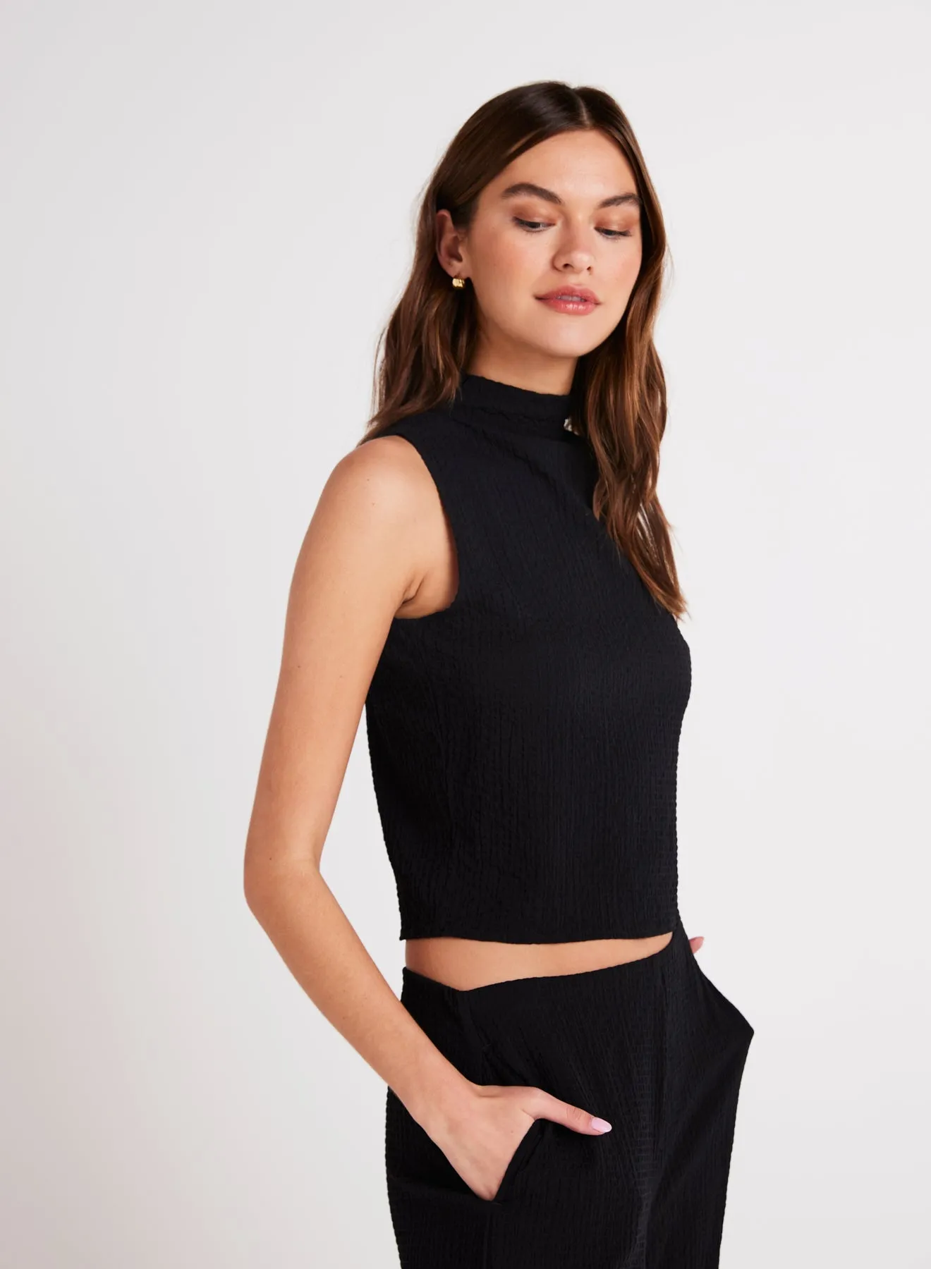 Mock Neck Top - Black