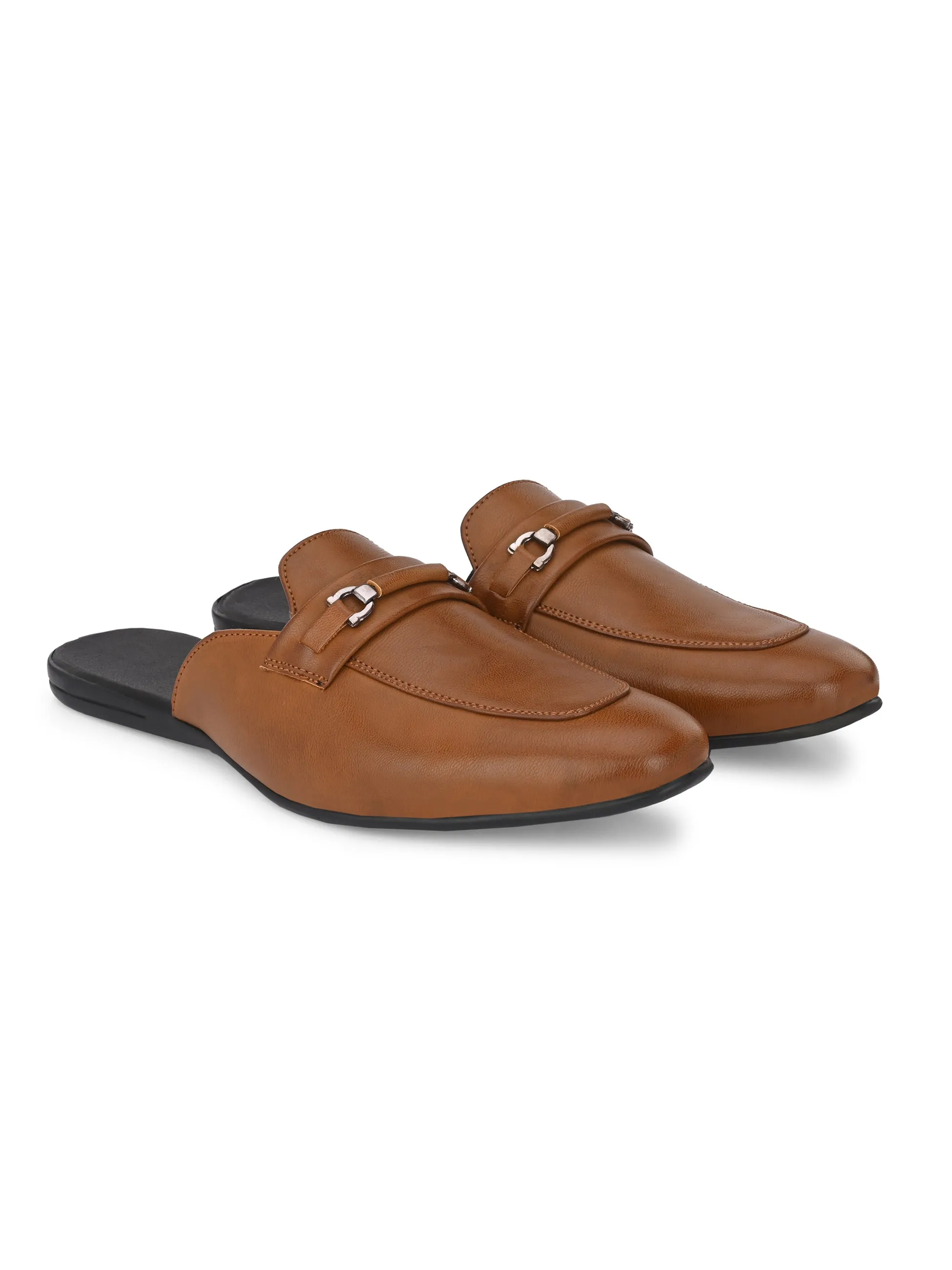 Monaco Tan Buckle Mules