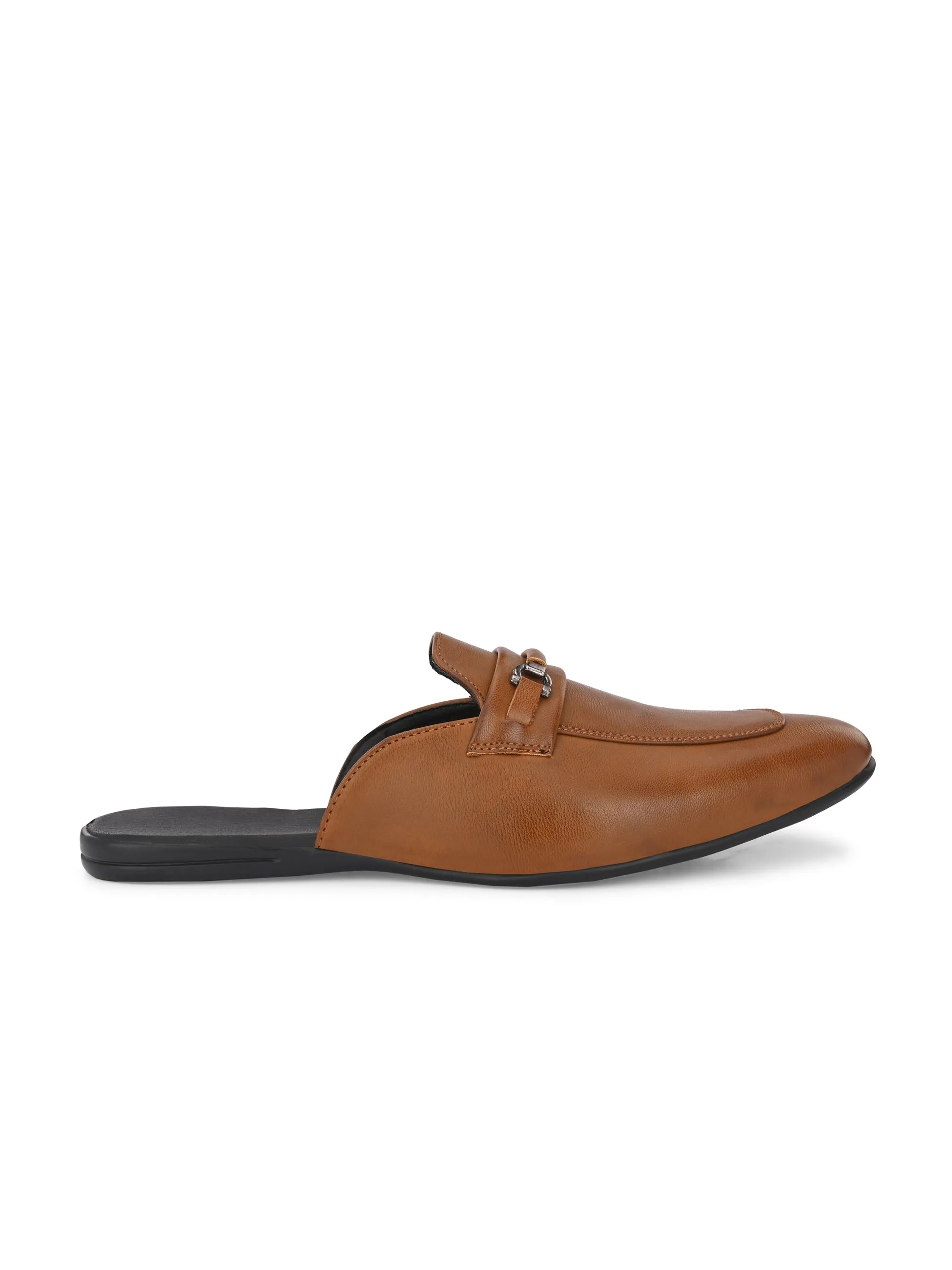 Monaco Tan Buckle Mules