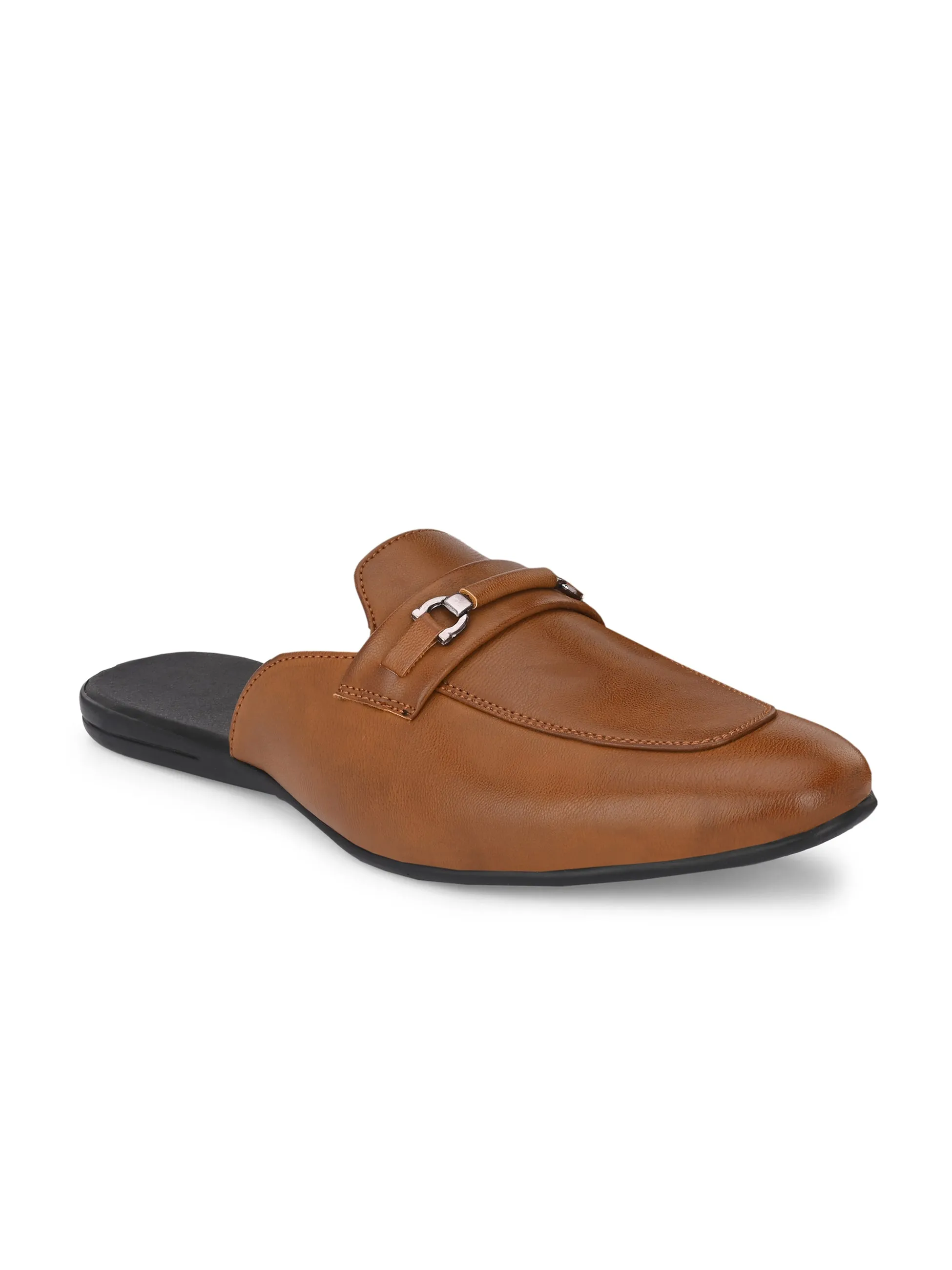 Monaco Tan Buckle Mules