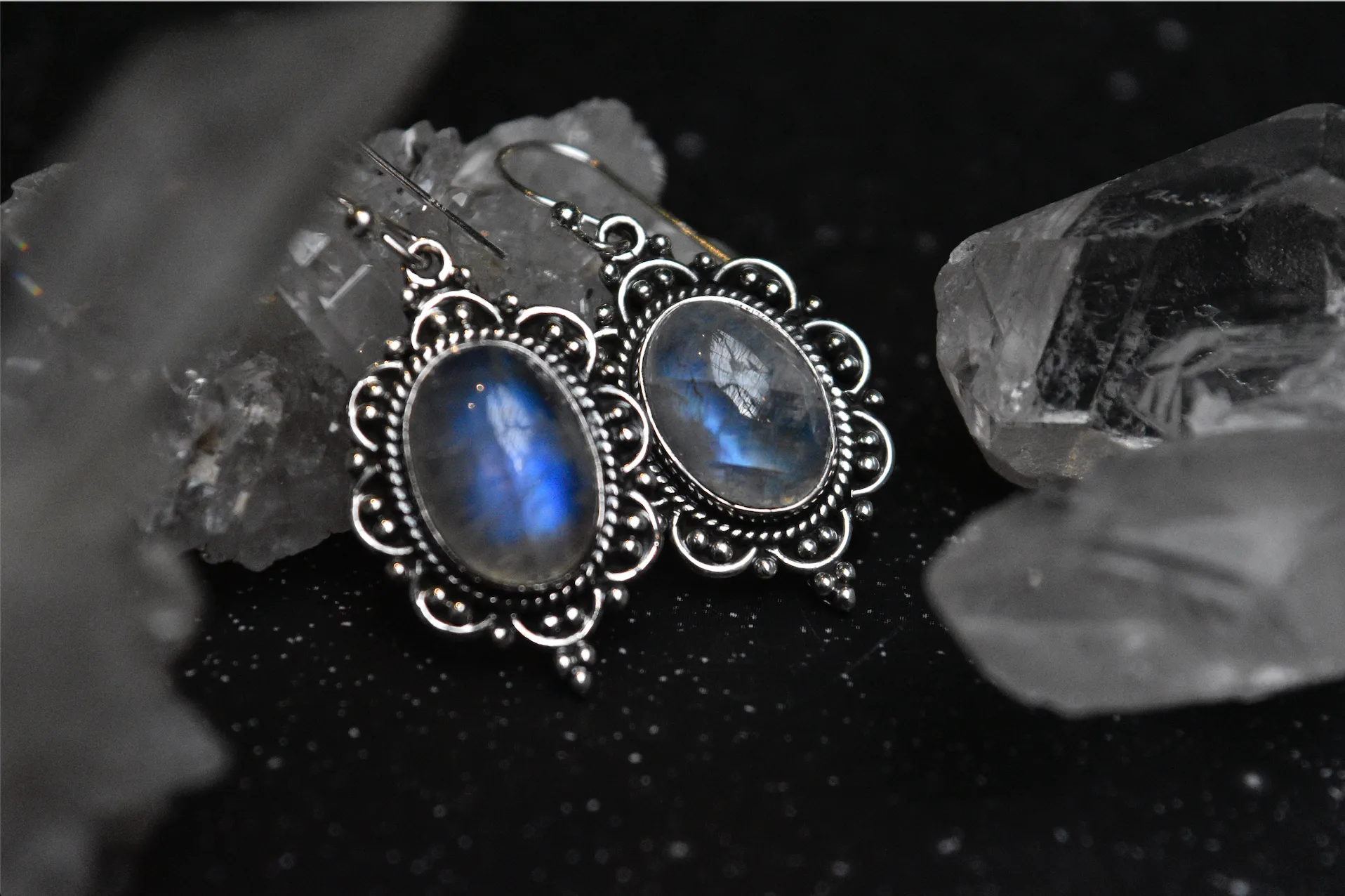 Moonstone Nissa Earrings - Drop / Oval