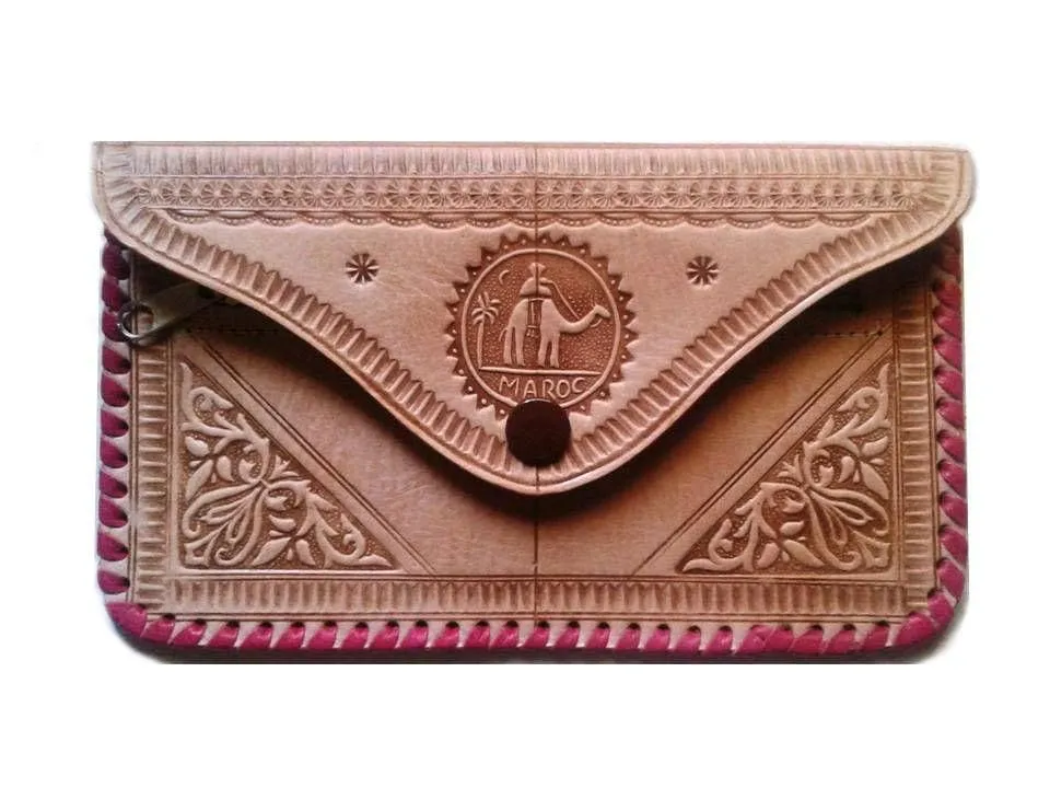 Moroccan Camel Leather Purse - Natural