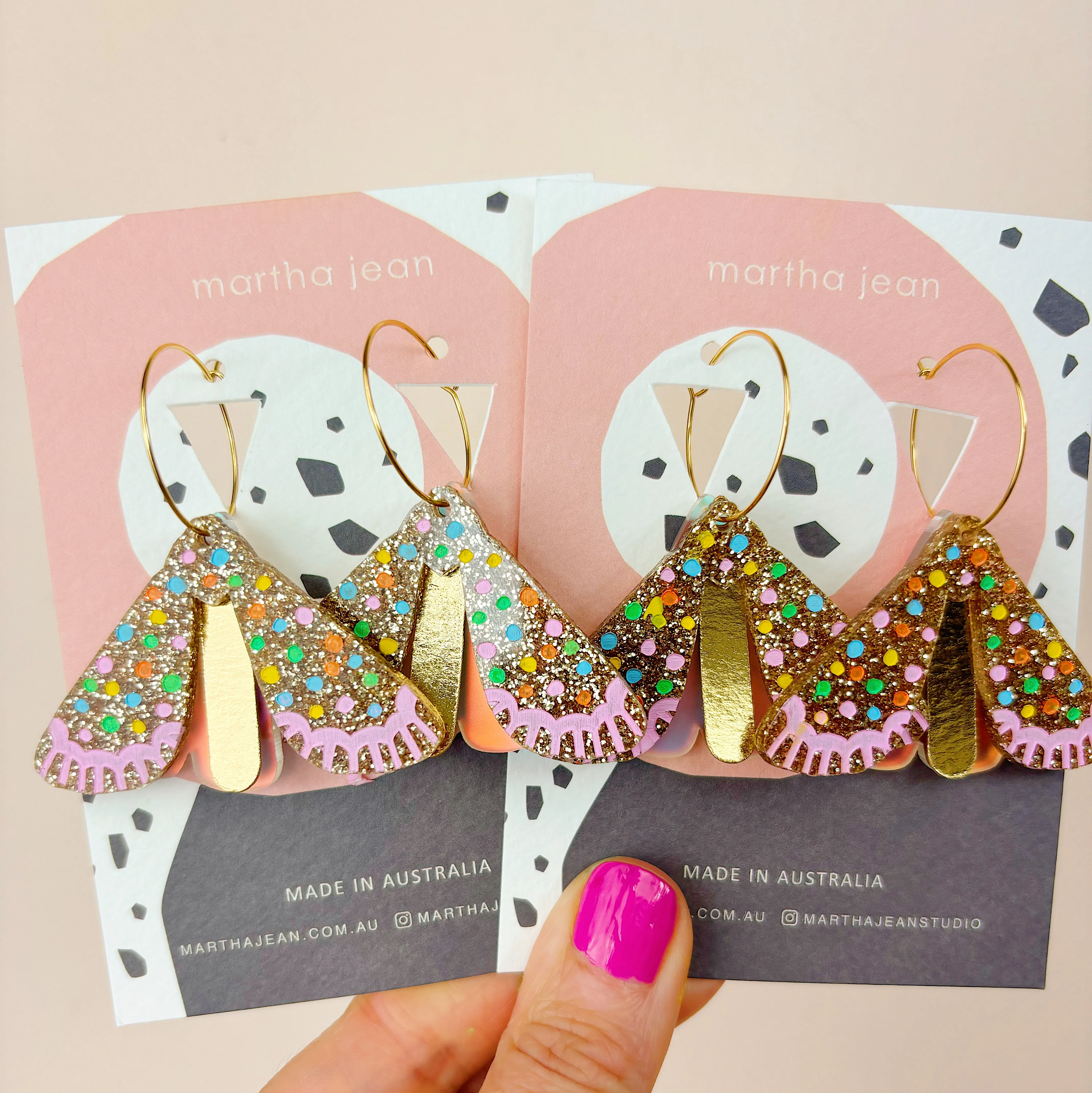 Moth Earrings - Gold/Multi