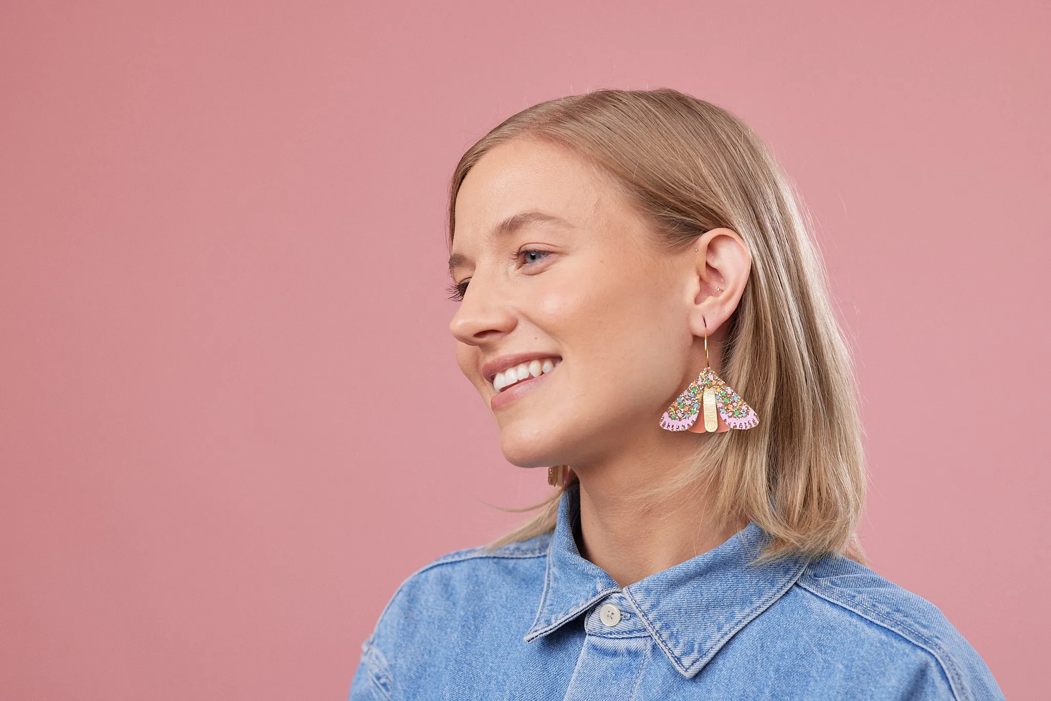 Moth Earrings - Gold/Multi