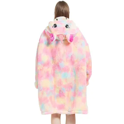 My Snuggy - Adult Pink Rainbow Unicorn Hoodie Blanket