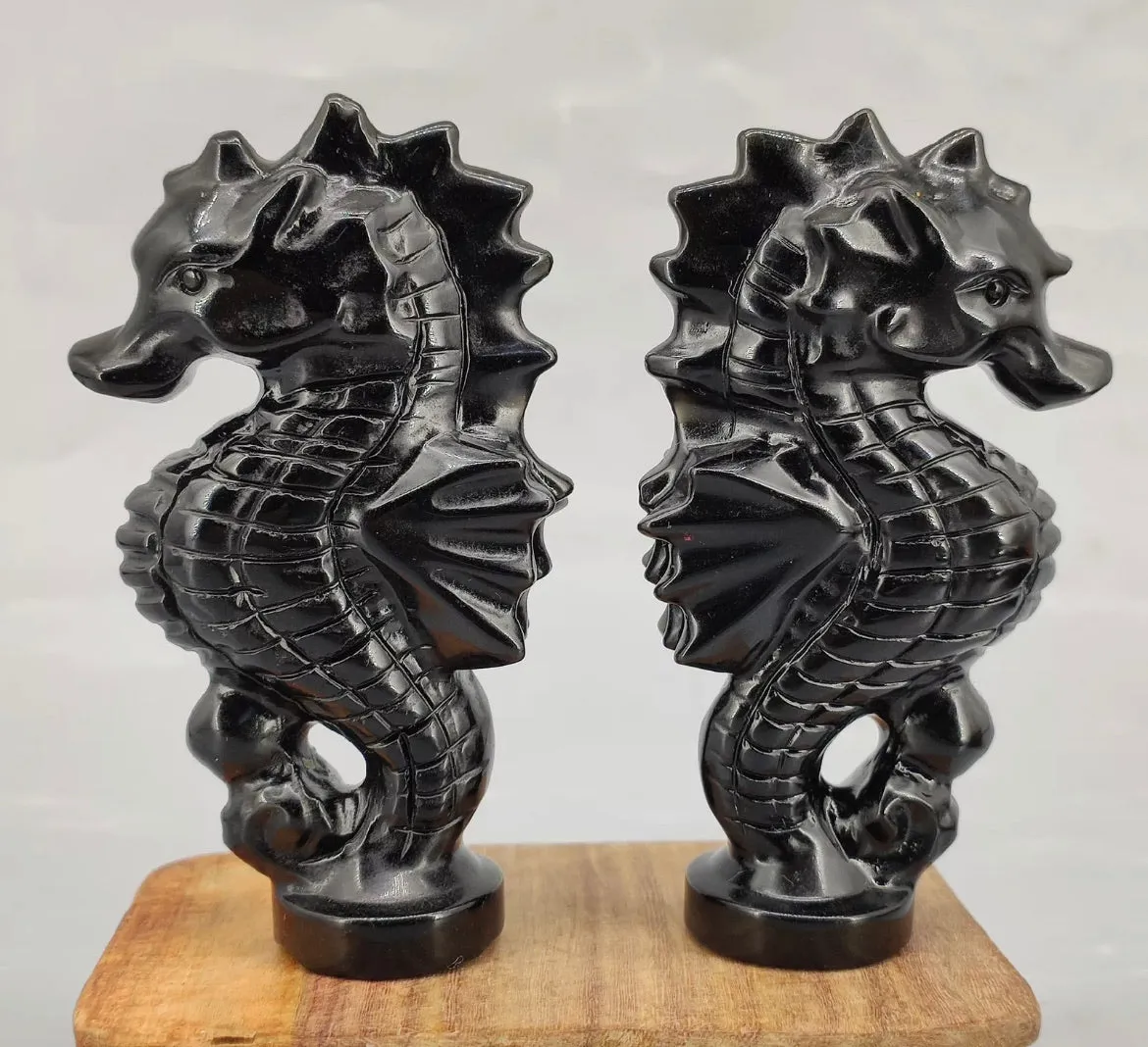 Natural Black Obsidian Seahorse