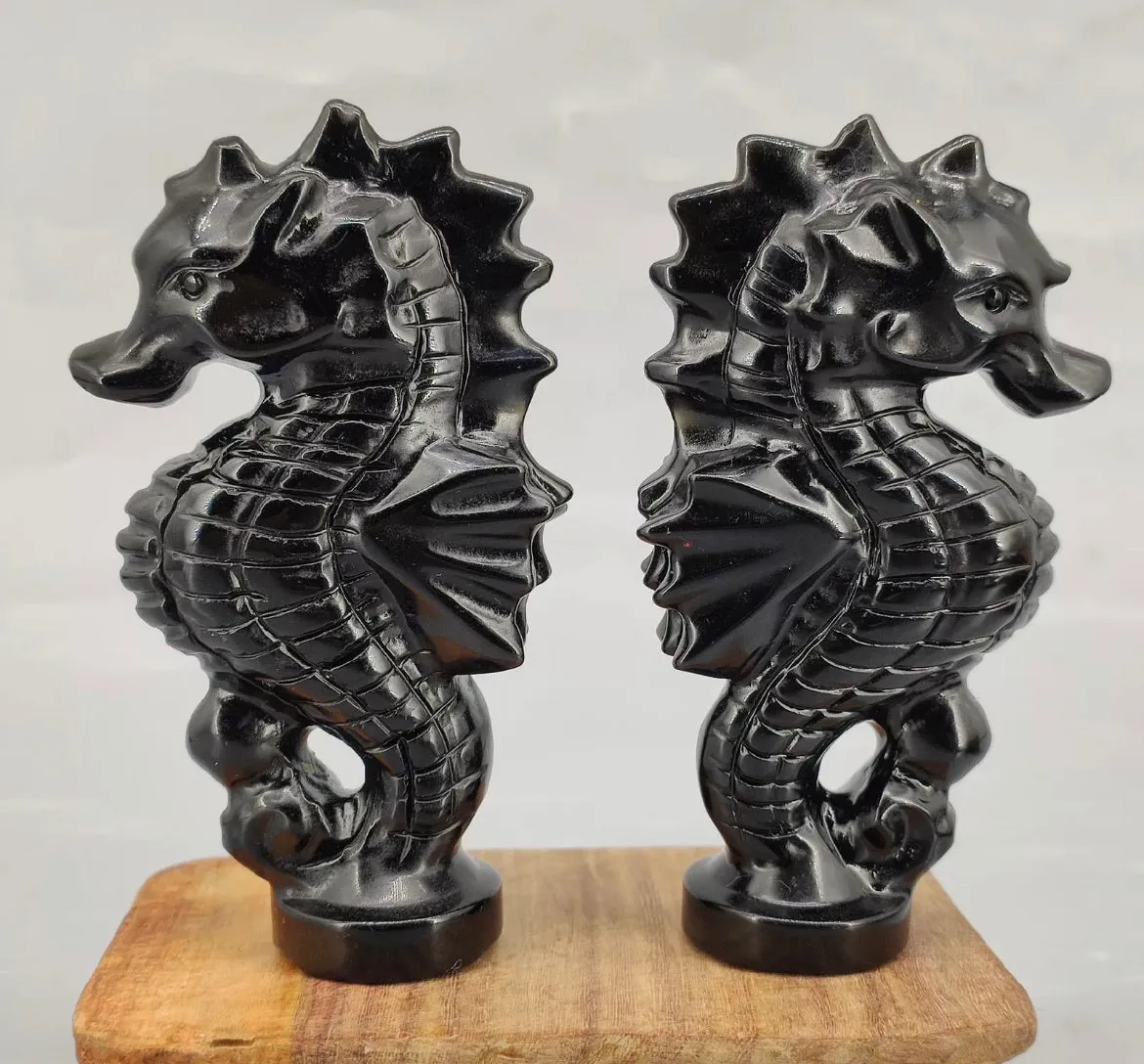 Natural Black Obsidian Seahorse