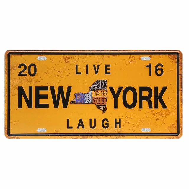 New York Decorative Tin Metal License Plate