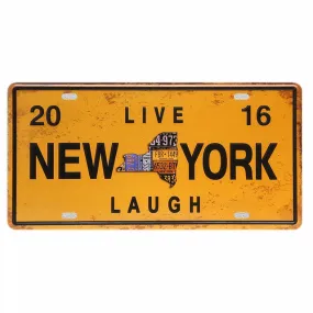 New York Decorative Tin Metal License Plate