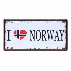 Norway Decorative Tin Metal License Plate