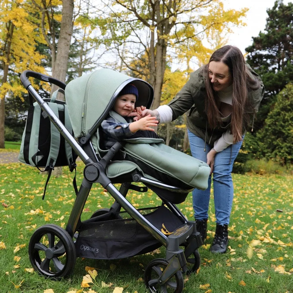 Oyster 3 Stroller & Carrycot - Gun Metal/Spearmint