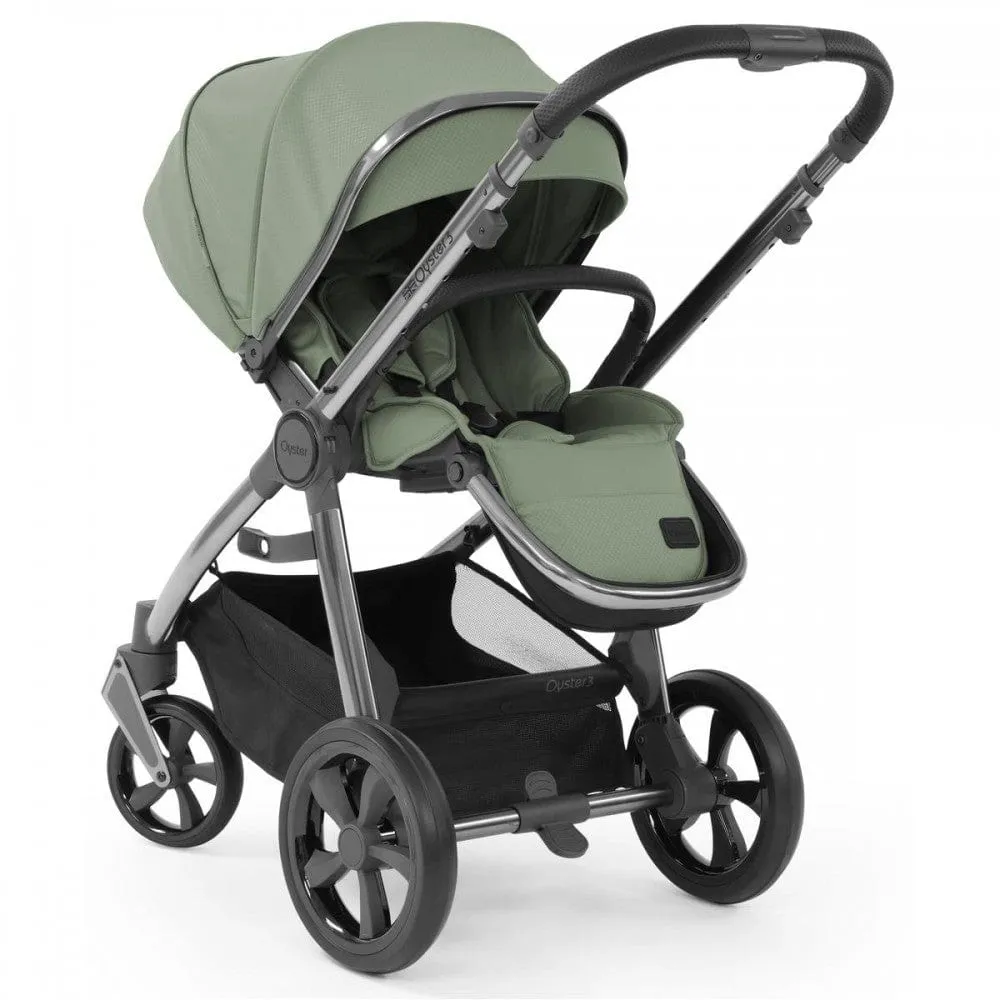 Oyster 3 Stroller & Carrycot - Gun Metal/Spearmint