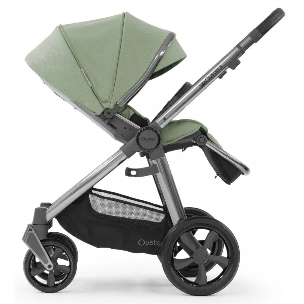 Oyster 3 Stroller & Carrycot - Gun Metal/Spearmint