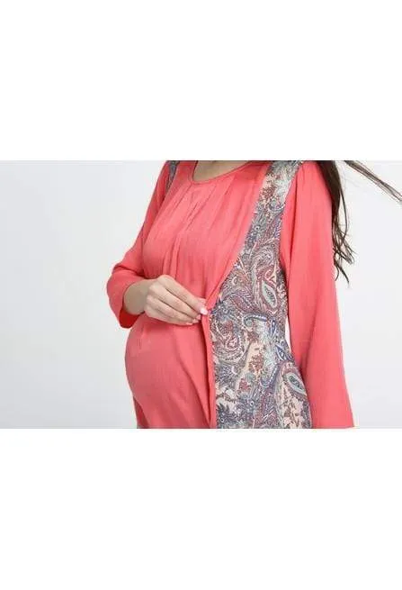 Paola Trim Paisley Long Sleeve Blouse Orange