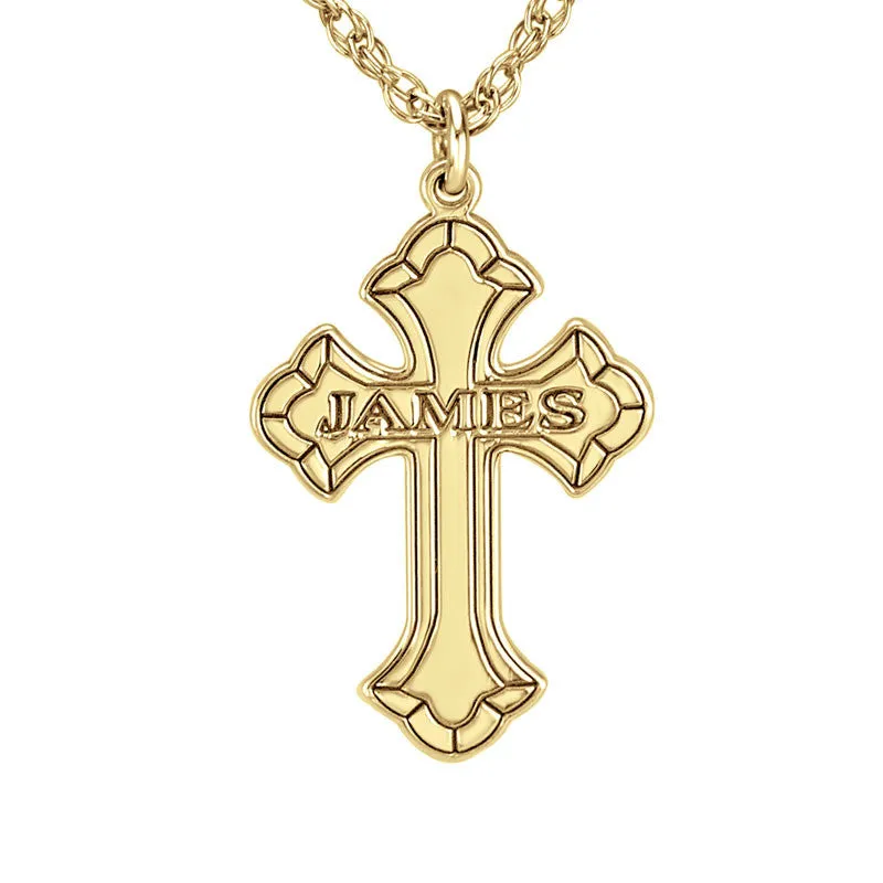 Personalized Small Engraved Cross Necklace