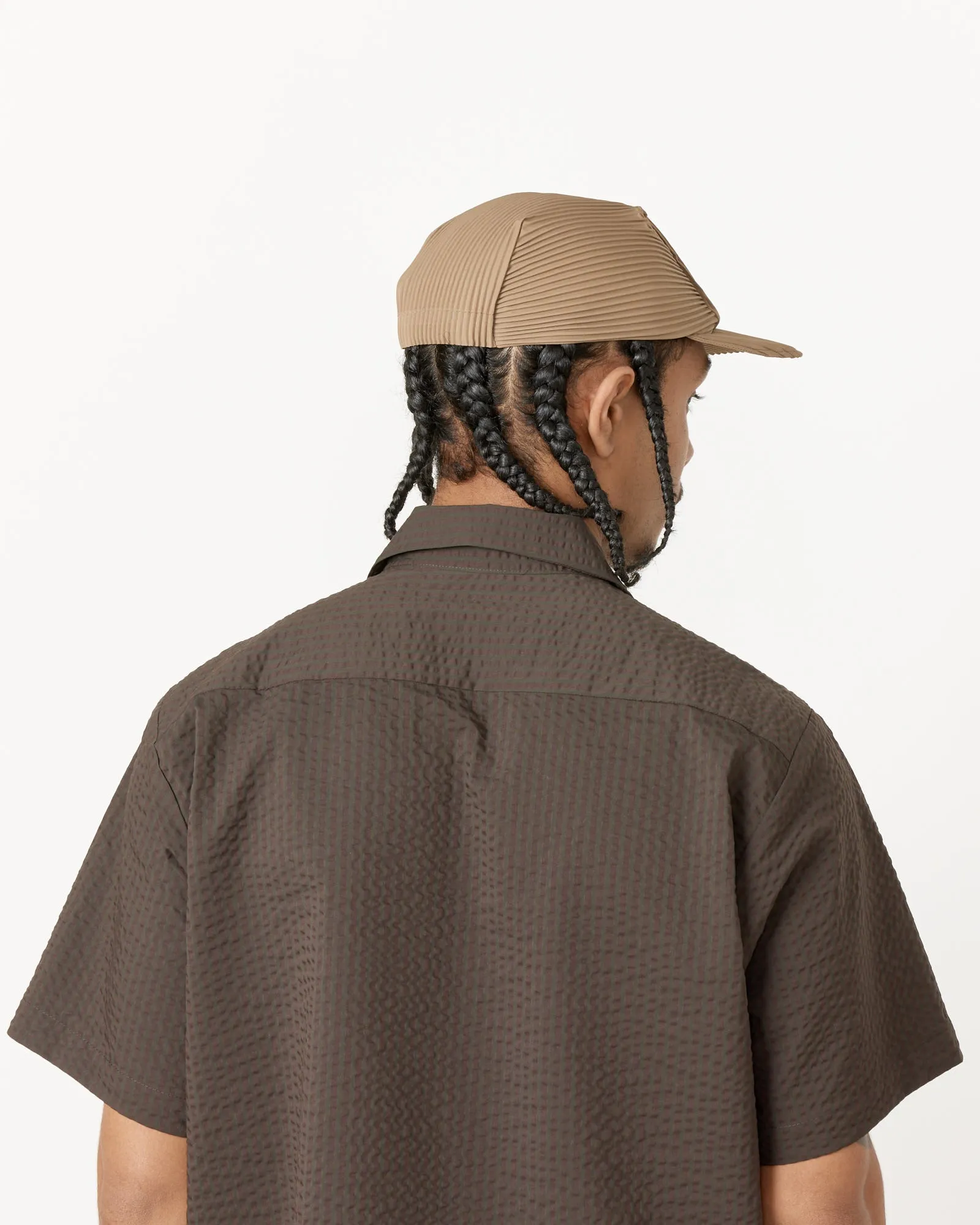 Pleats Cap in Light Mocha Brown