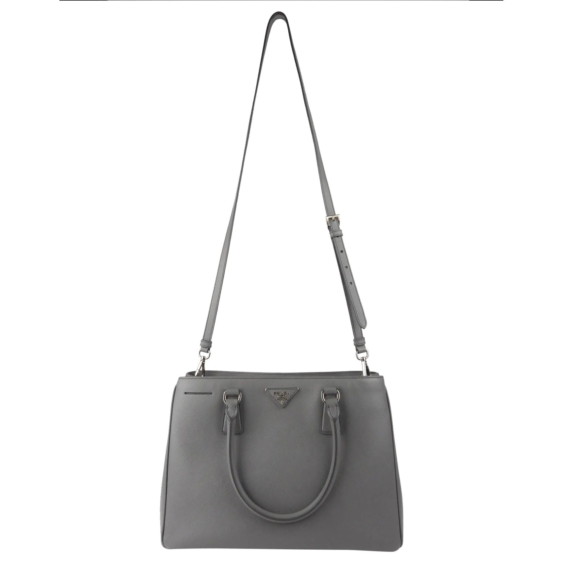 Prada Grey Saffiano Lux Two Way Garden Tote