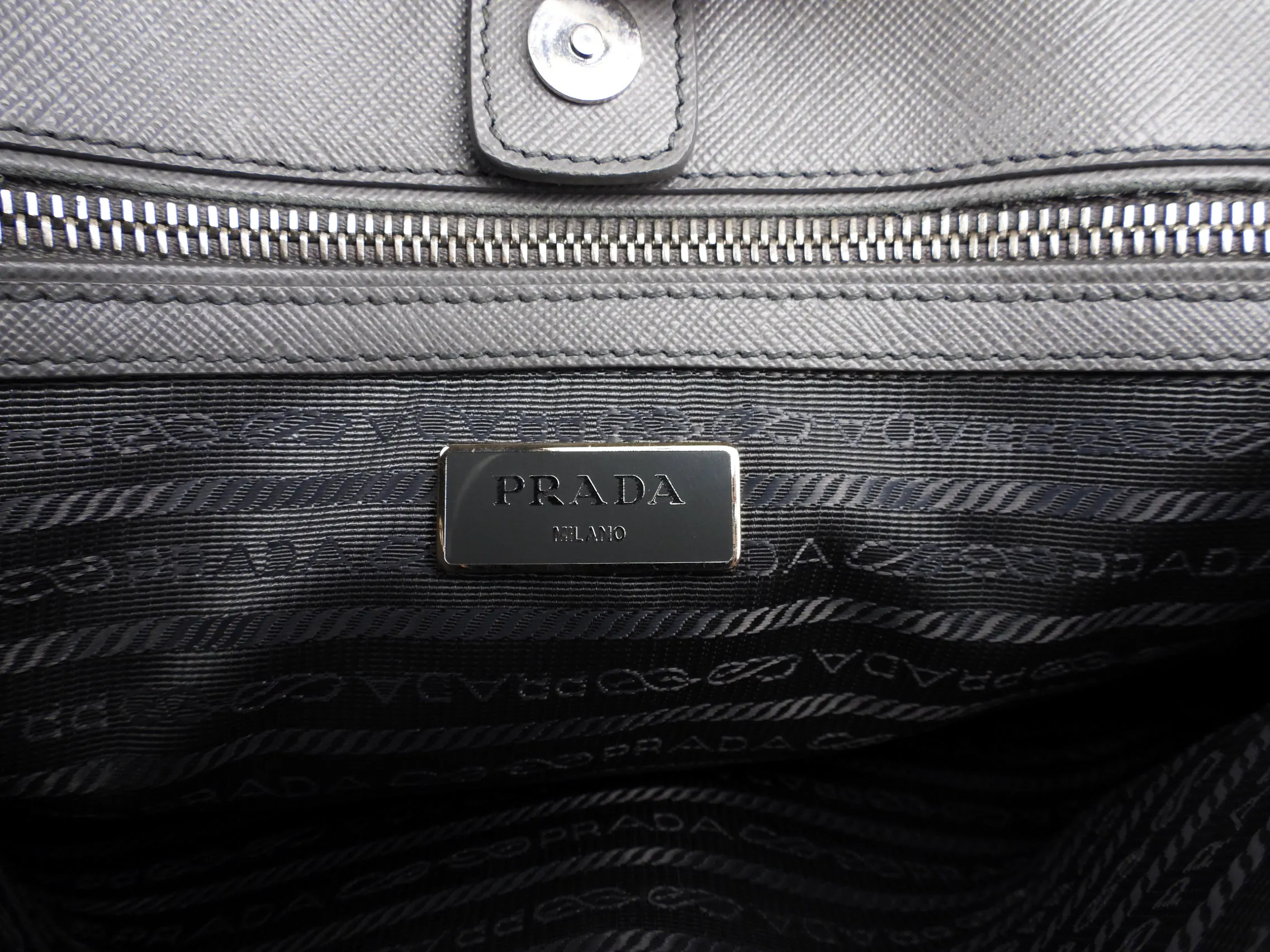 Prada Grey Saffiano Lux Two Way Garden Tote