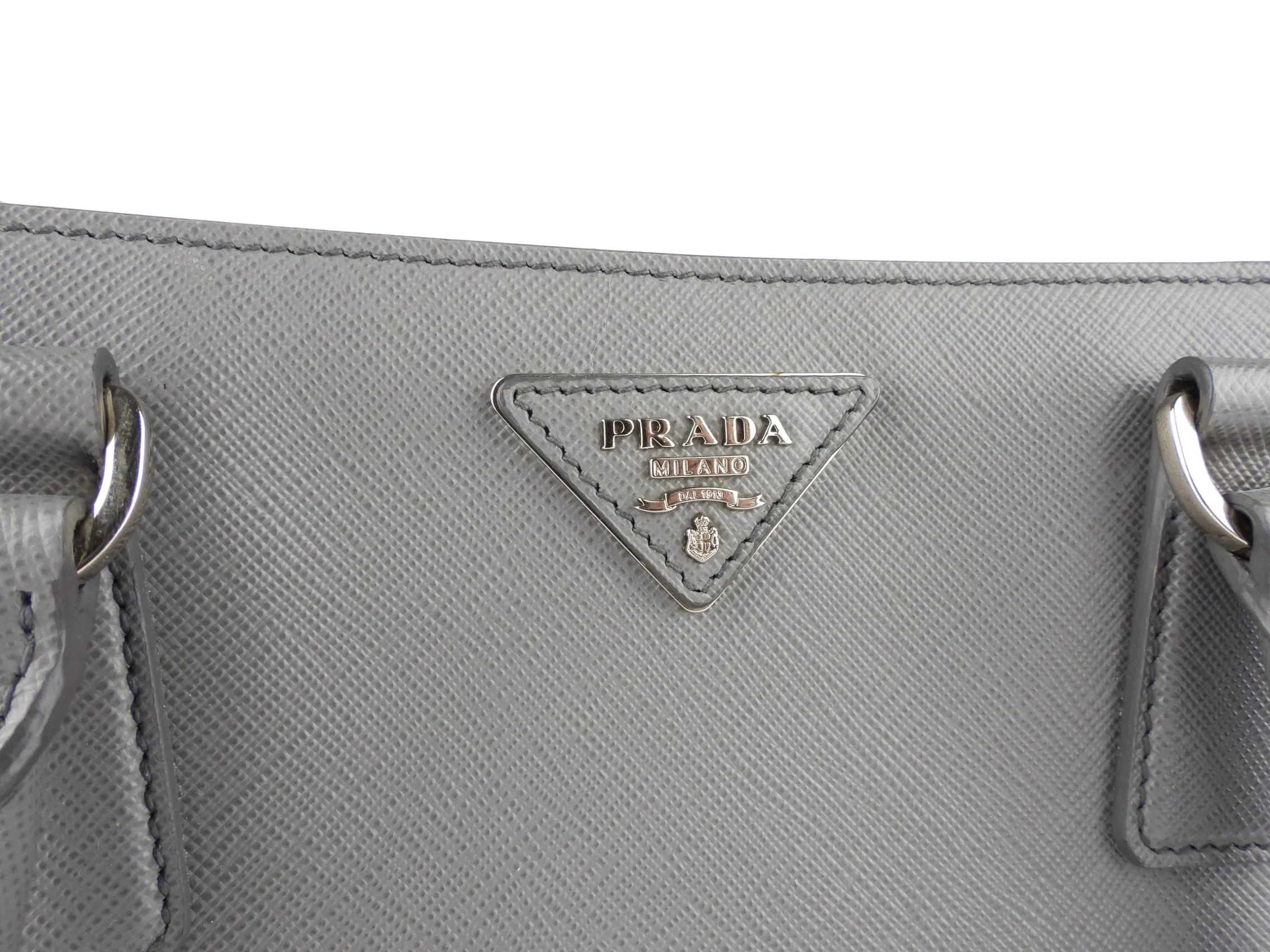 Prada Grey Saffiano Lux Two Way Garden Tote