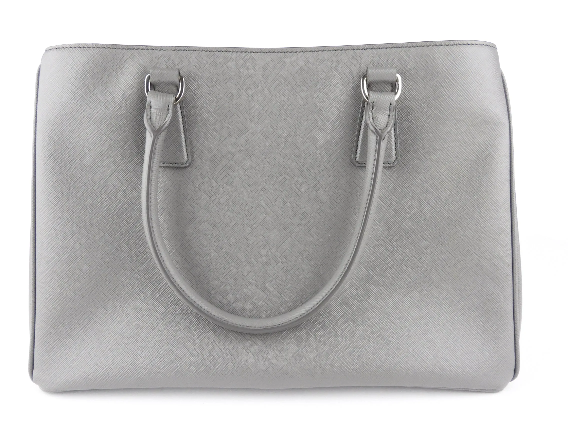 Prada Grey Saffiano Lux Two Way Garden Tote