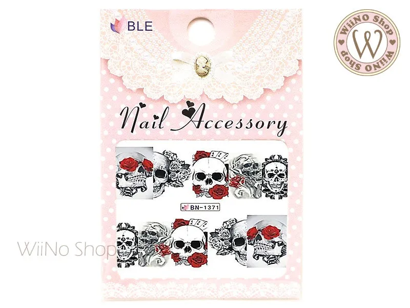 Rose Skull Water Slide Nail Art Decals - 1pc (BN-1371)