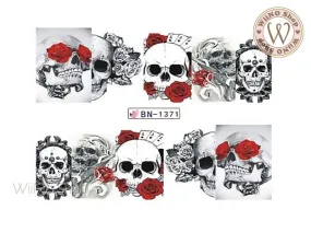 Rose Skull Water Slide Nail Art Decals - 1pc (BN-1371)