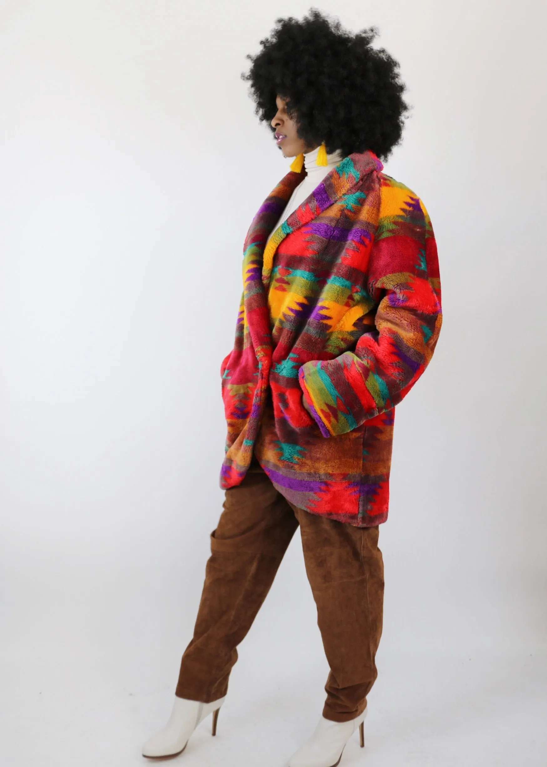 Royal Plush Vintage Aztec Faux Fur Coat