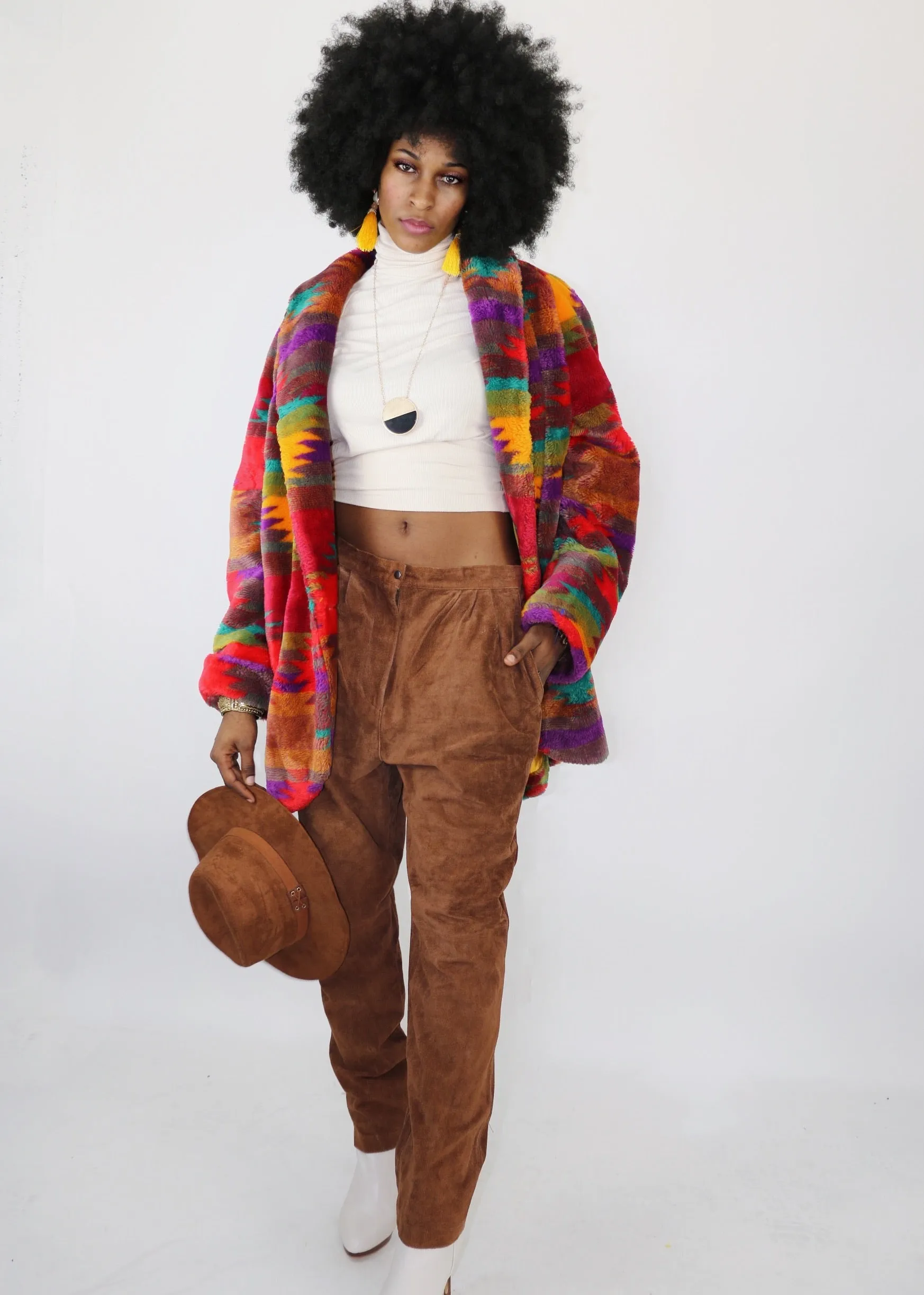 Royal Plush Vintage Aztec Faux Fur Coat