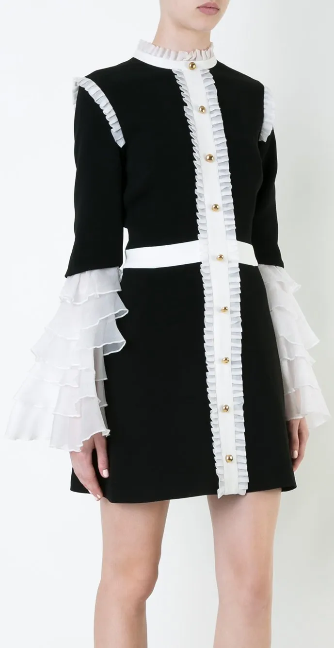 'Sincerity' Black & White Ruffle Dress