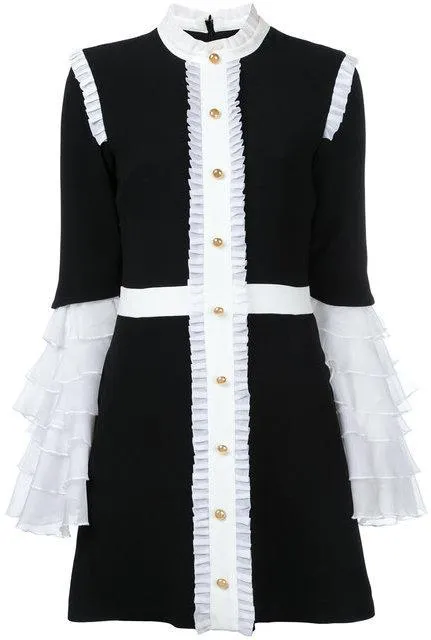 'Sincerity' Black & White Ruffle Dress