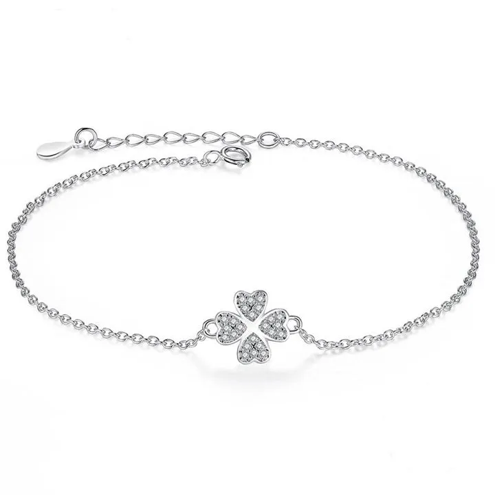 Sterling Silver 4 Leaf Clover Bracelet