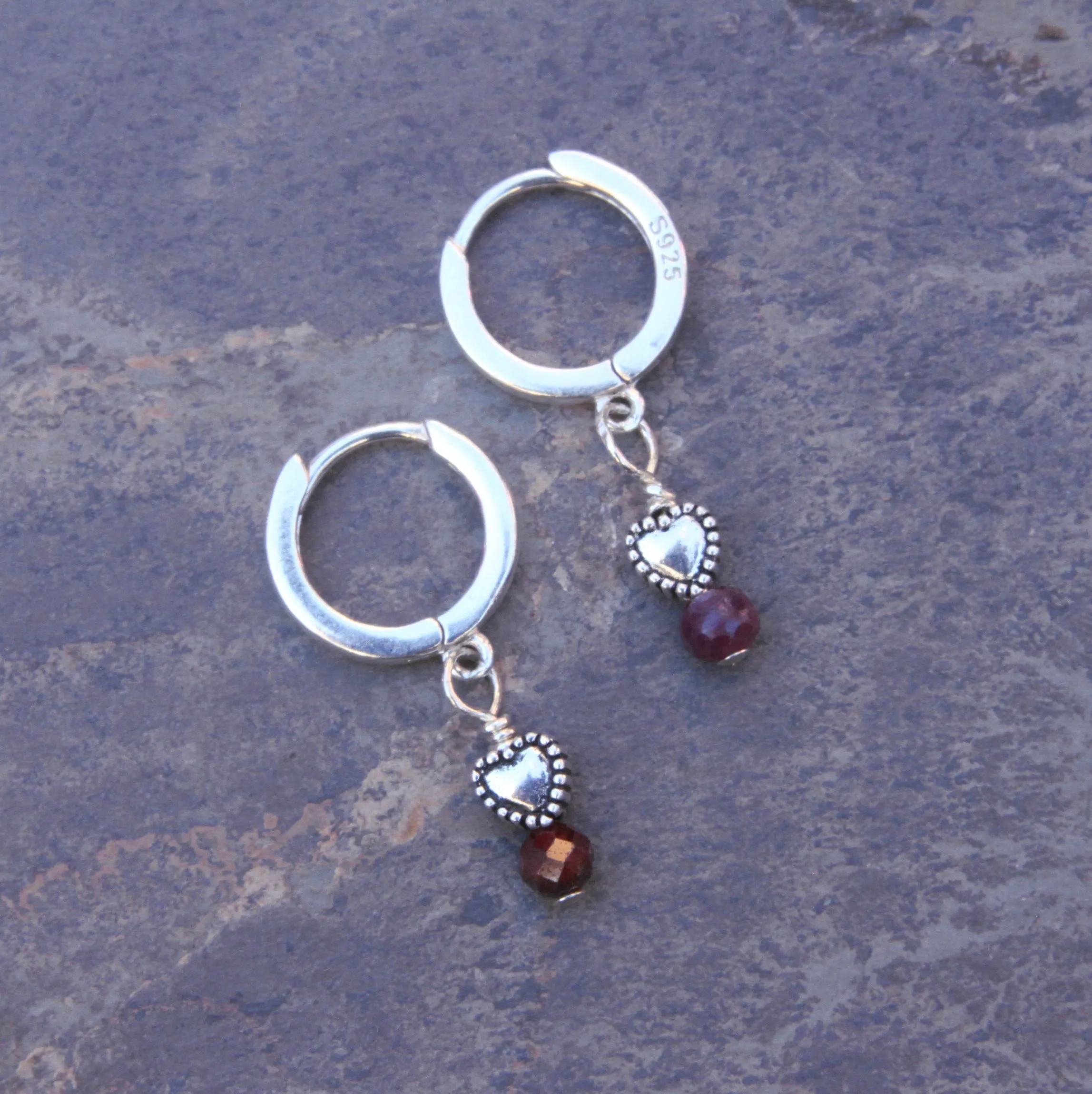 Sterling Silver genuine Ruby gemstone Earrings