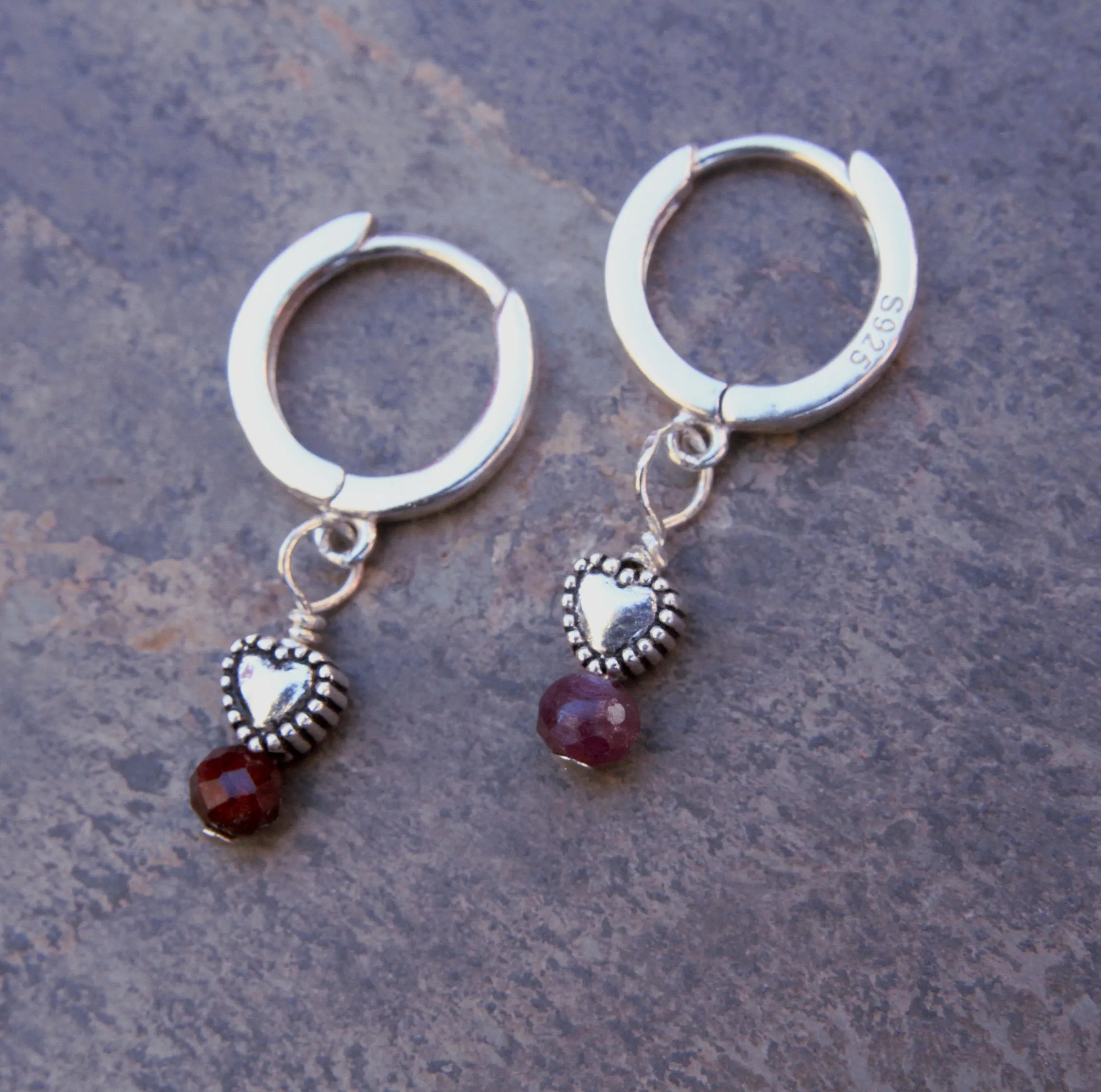 Sterling Silver genuine Ruby gemstone Earrings