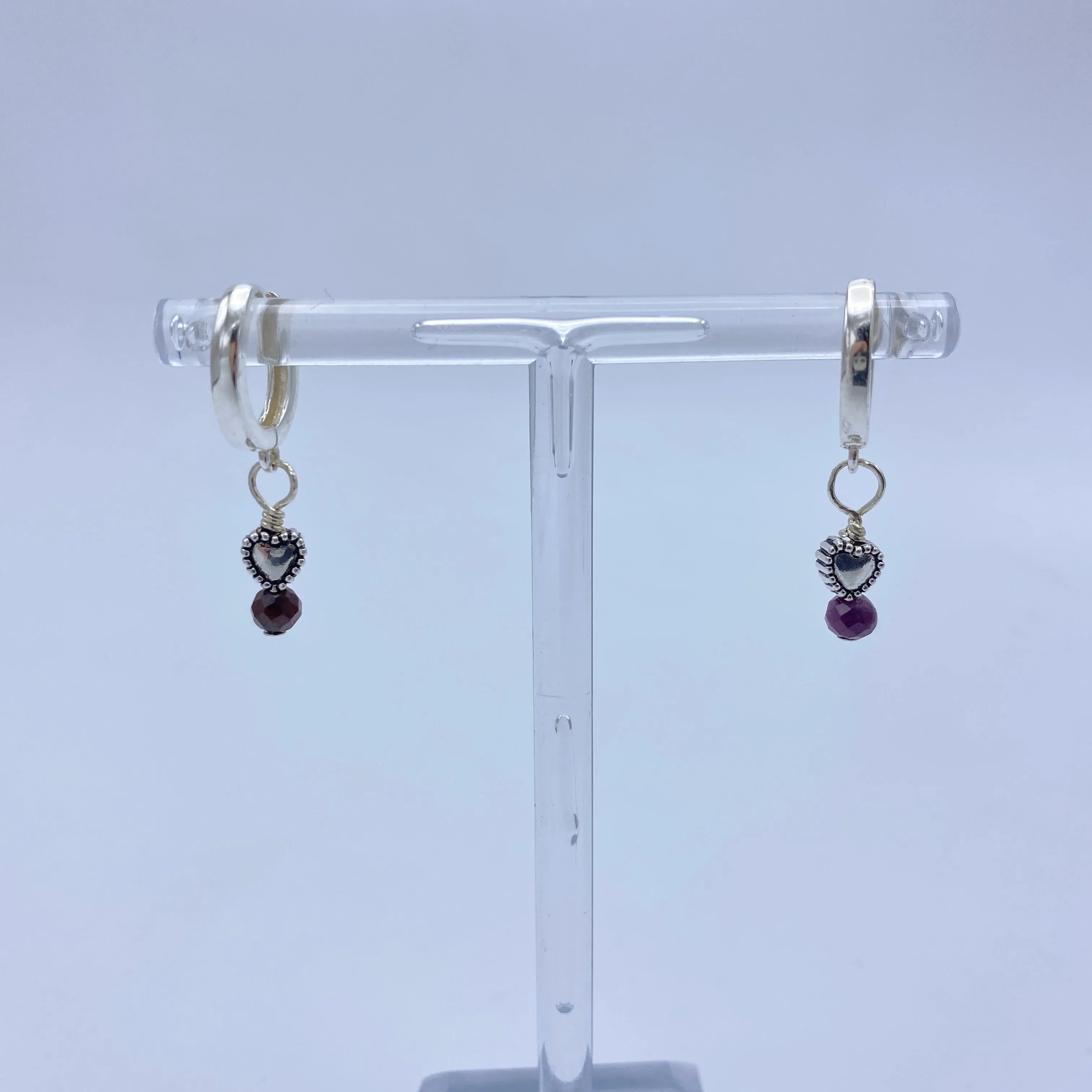 Sterling Silver genuine Ruby gemstone Earrings