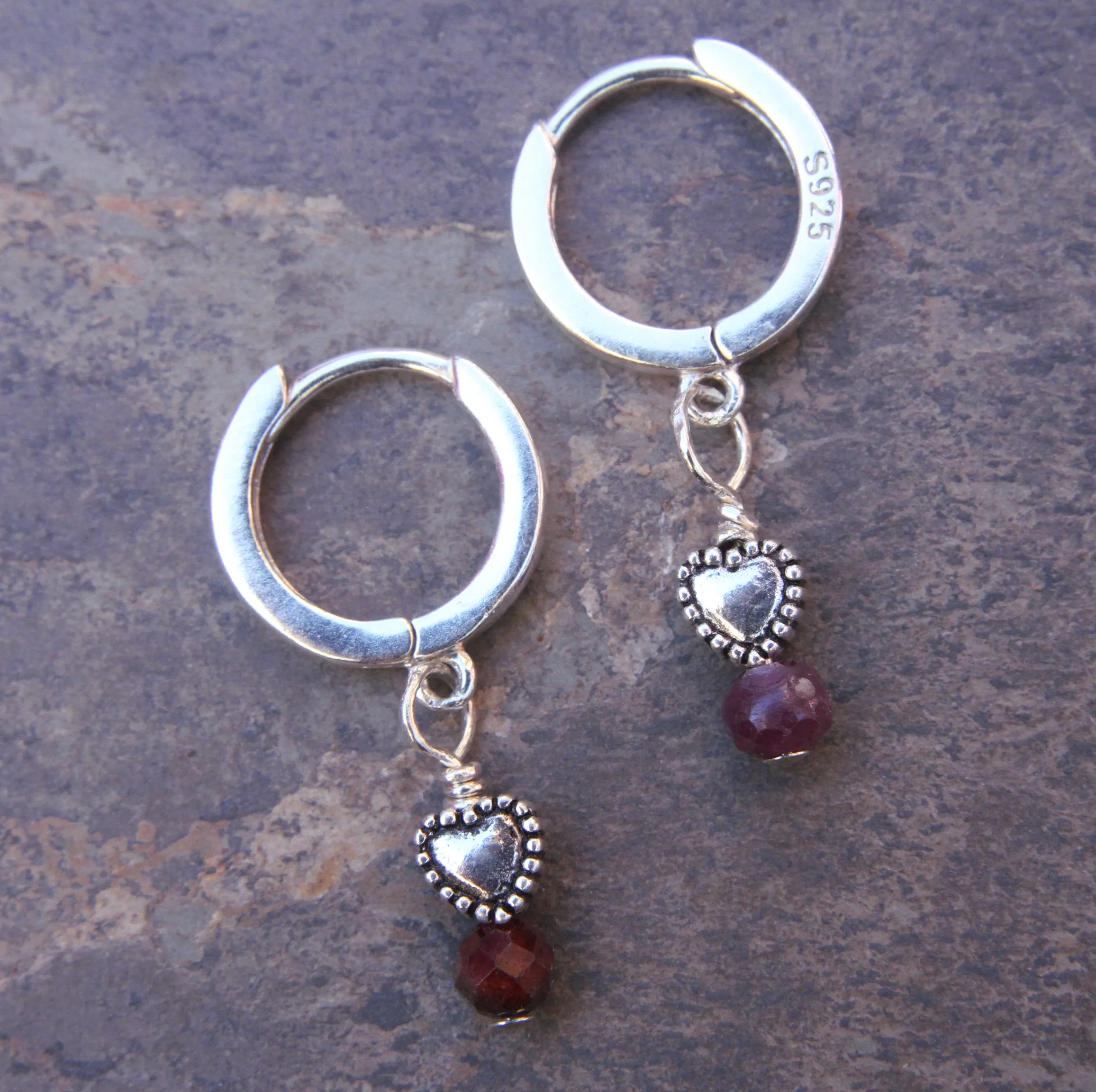 Sterling Silver genuine Ruby gemstone Earrings