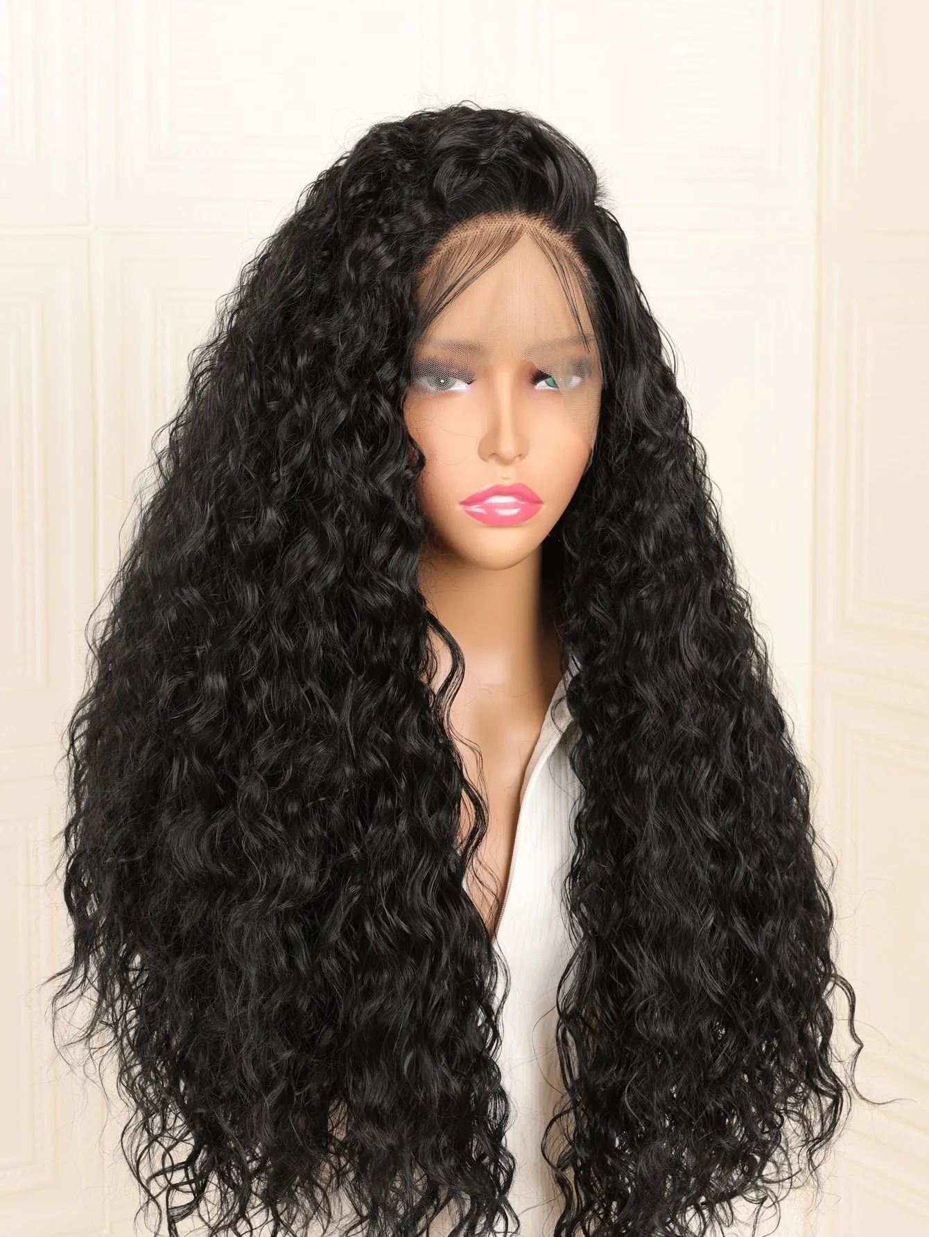 Synthetic 180% Density Pre Plucked Kinky Lace Front Wig